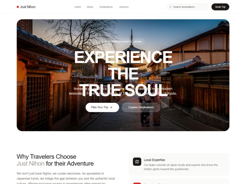 Preview for Japan Travel Landing Page Template