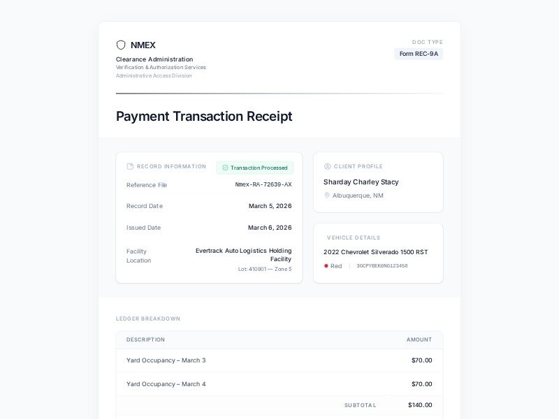 Preview for Payment Receipt UI Template