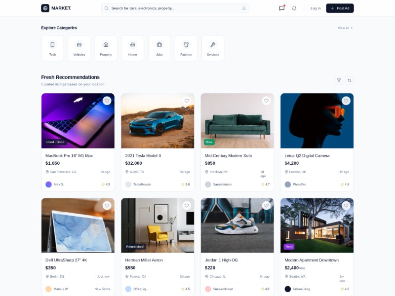 Preview for Classifieds Marketplace Landing Page Template