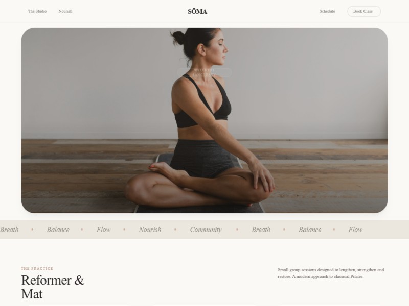 Preview for Pilates Studio & Café Landing Page Template