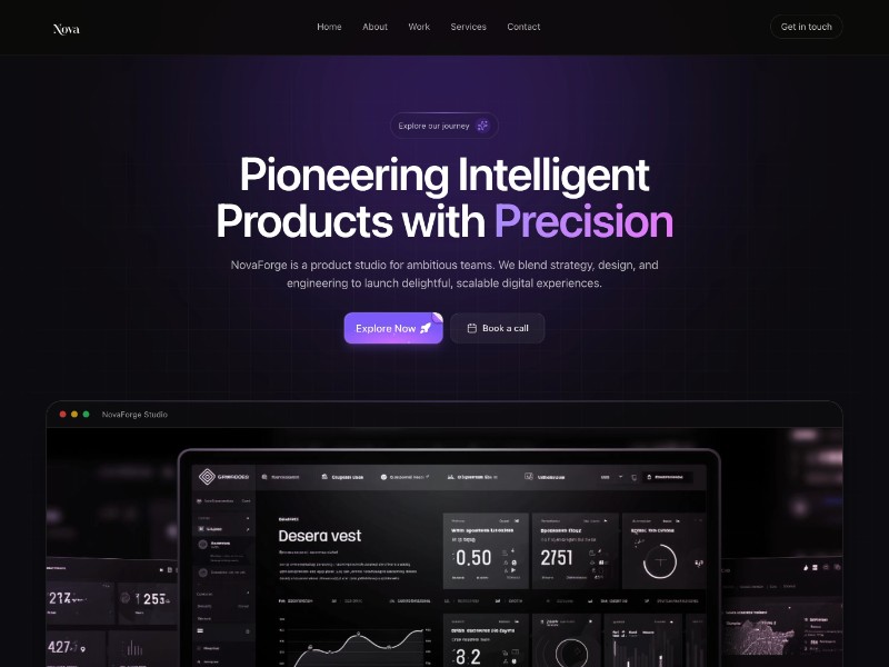 Preview for NovaForge Product Studio Landing Page Template