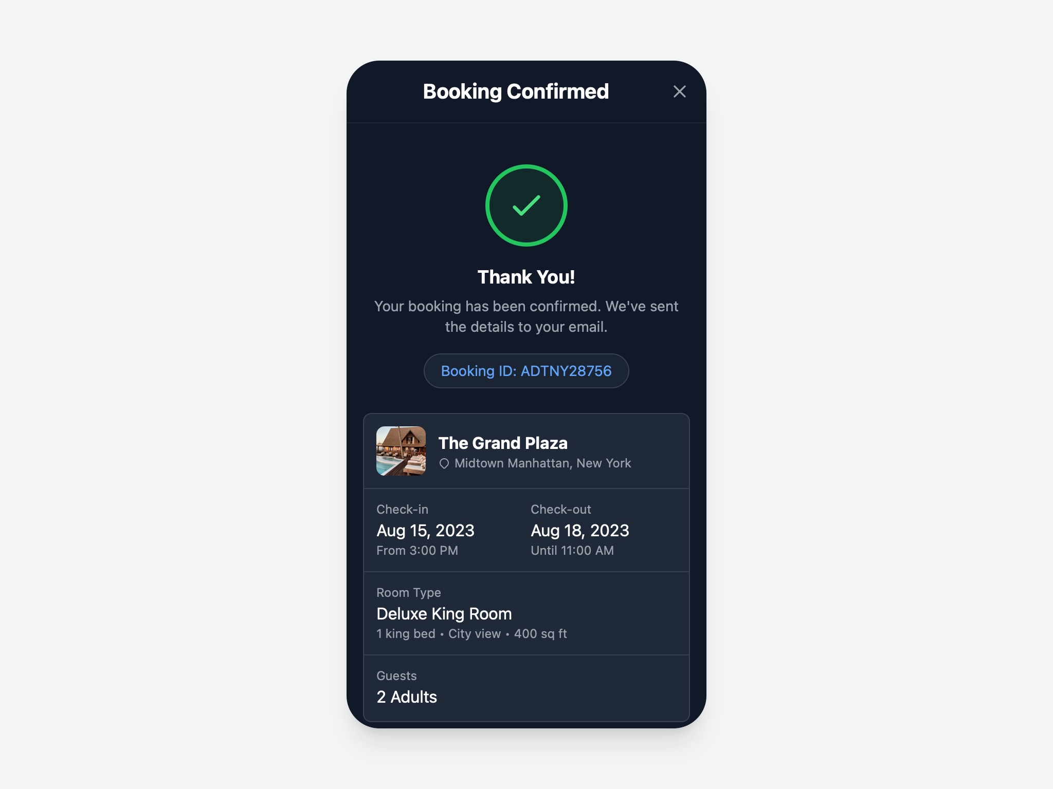 Preview for Booking Confirmation Details UI