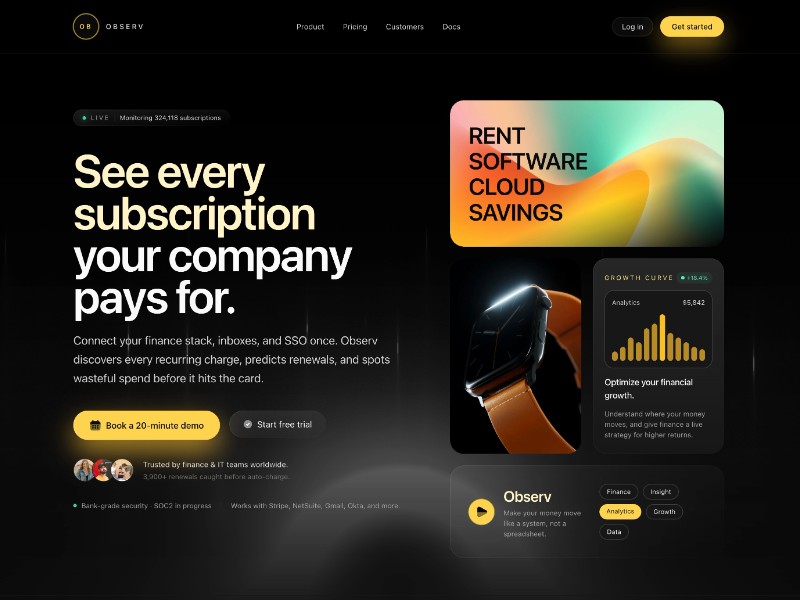 Preview for Observ Subscription Monitoring Landing Page Template
