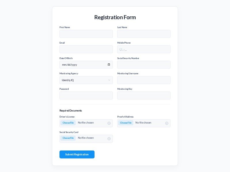 Preview for Registration Form Template