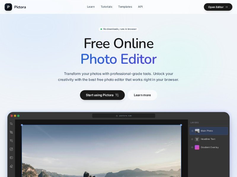 Preview for Online Photo Editor Landing Page Template