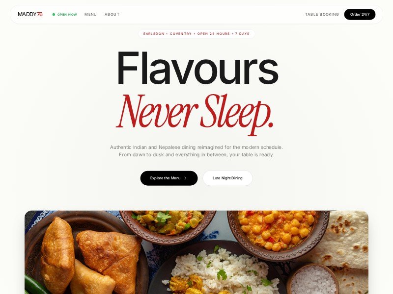 Preview for 24/7 Restaurant Landing Page Template
