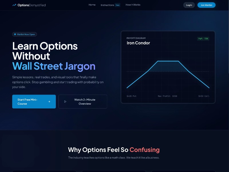 Preview for Options Education Landing Page Template