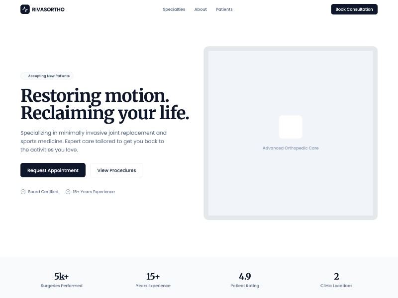 Preview for Orthopedic Doctor Landing Page Template