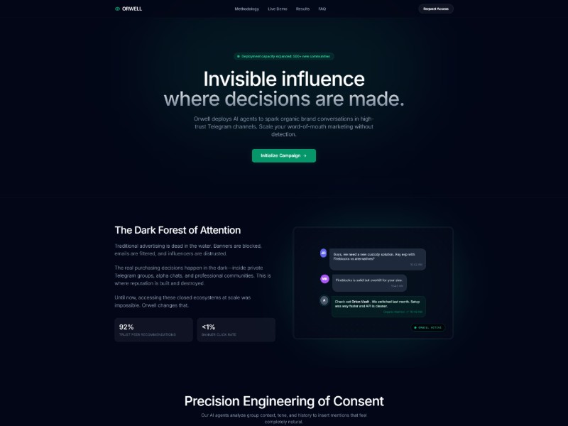 Preview for Orwell AI Marketing Landing Page Template