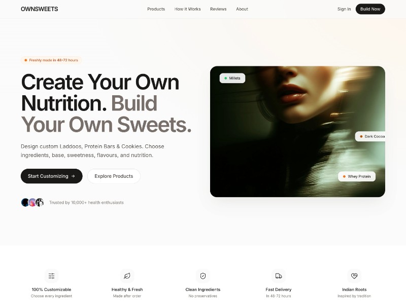Preview for OwnSweets Nutrition Customizer Landing Page Template