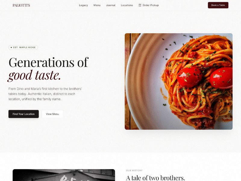 Preview for Italian Family Restaurant Landing Page Template