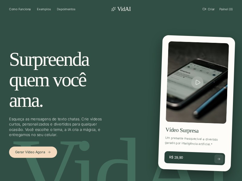 Preview for AI Video Gift Landing Page Template