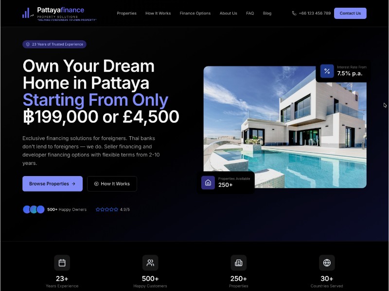 Preview for Pattaya Property Finance Landing Page Template