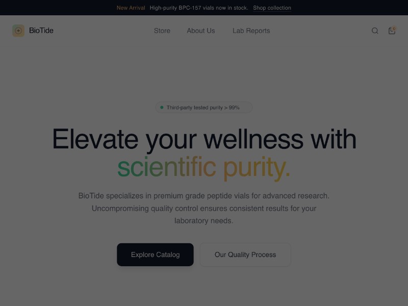 Preview for Peptide E-commerce Landing Page Template