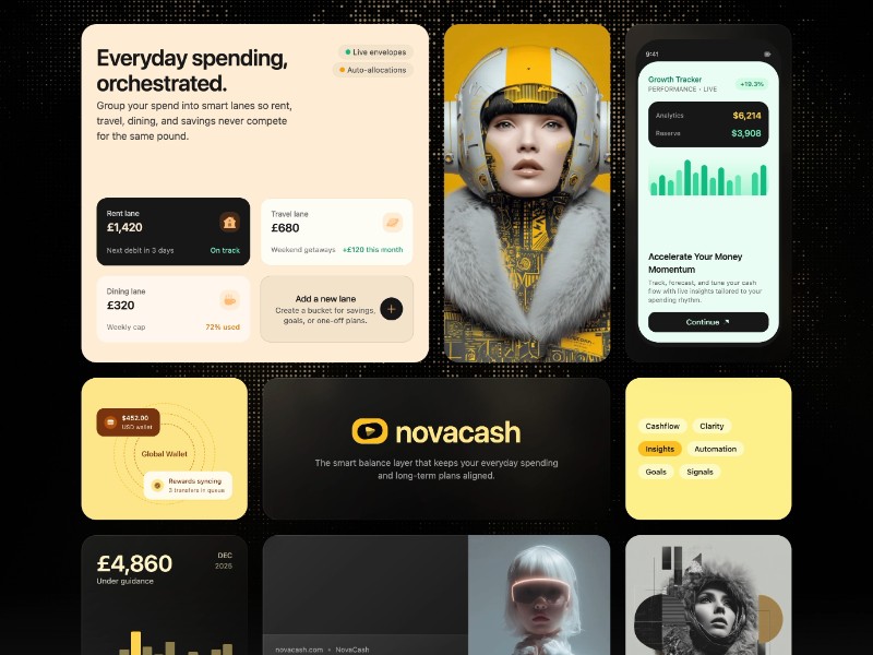 Preview for NovaCash Financial Dashboard Landing Page Template