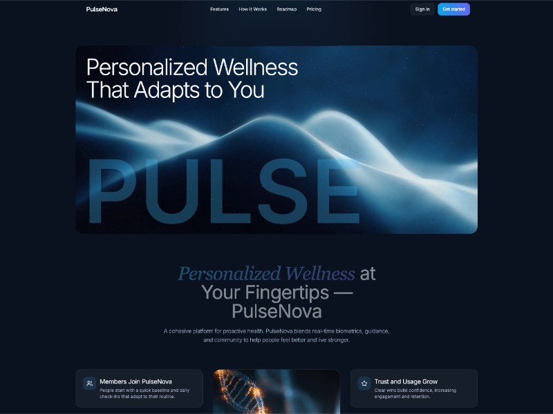 Preview for PulseNova Personalized Wellness Landing Page Template