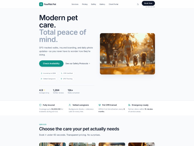 Preview for PawPilot Pet Care Landing Page Template