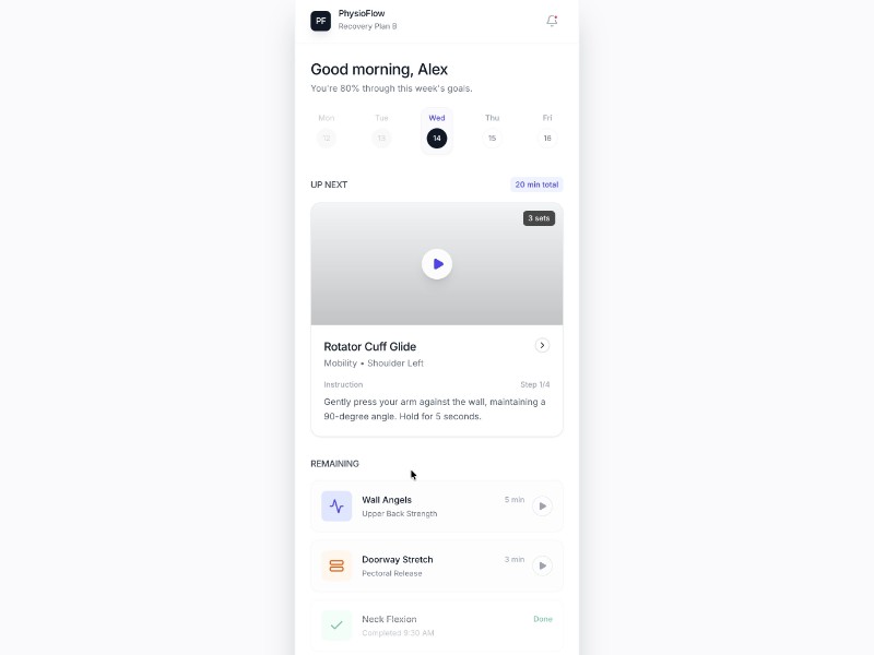 Preview for PhysioFlow Patient Recovery App UI Template