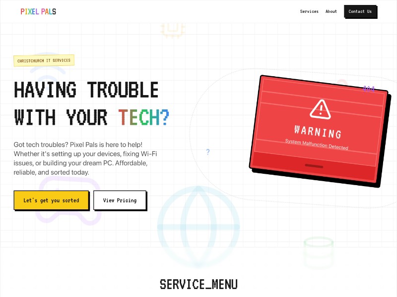 Preview for Pixel Pals IT Services Landing Page Template