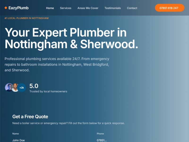 Preview for Local Plumber Landing Page Template