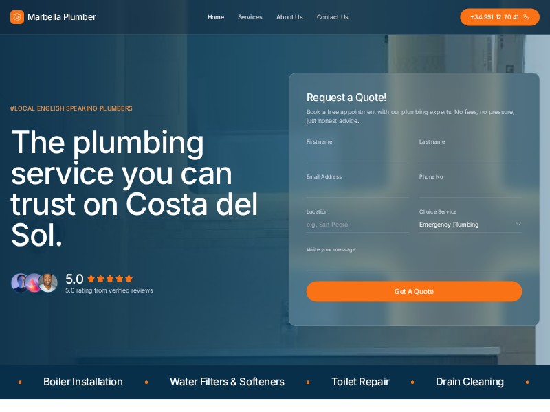 Preview for Plumber Services Landing Page Template