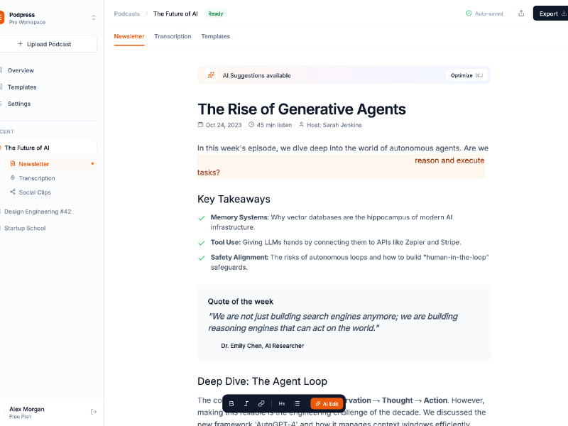 Preview for Podcast Editor Workspace UI Template