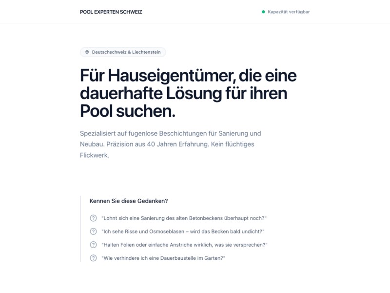 Preview for Poolbeschichtung Service Landing Page Template