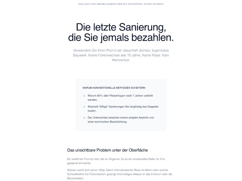 Preview for Premium Poolbeschichtung Landing Page Template