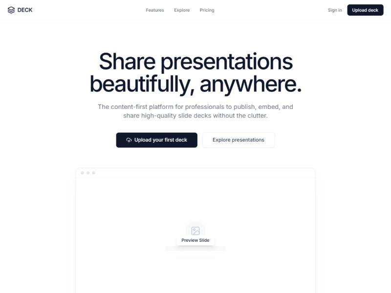 Preview for Presentation Sharing SaaS Landing Page Template