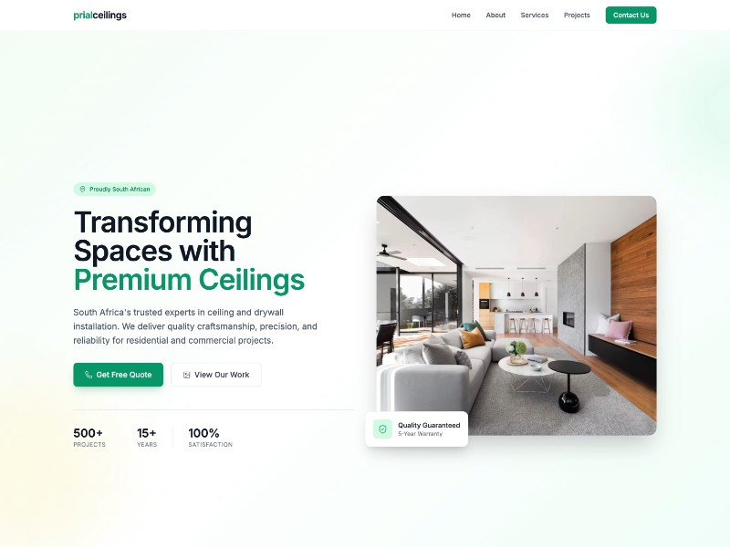 Preview for create a website for prial ceilings is a south afr...