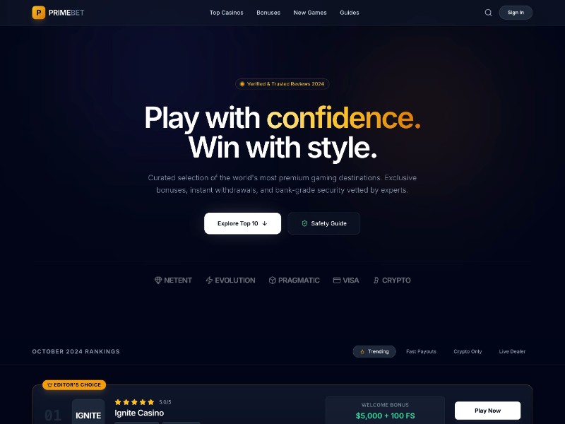Preview for PrimeBet Casino Review Landing Page Template