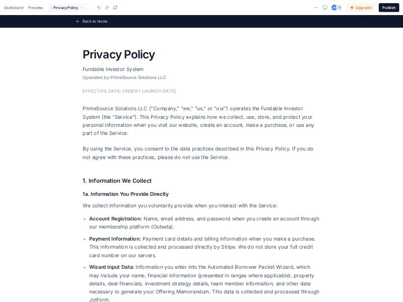 Preview for Privacy Policy Page Template
