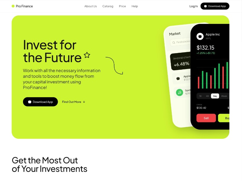 Preview for Pro Finance Investment App Landing Page Template