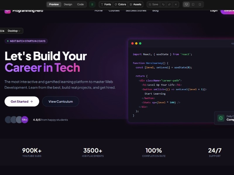 Preview for Programming Hero Landing Page Template