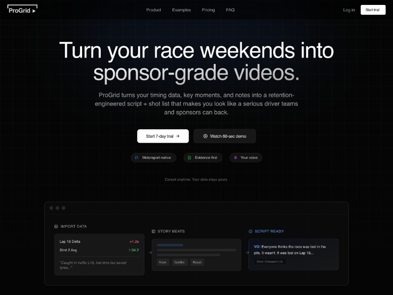 Preview for Motorsport Content SaaS Landing Page Template