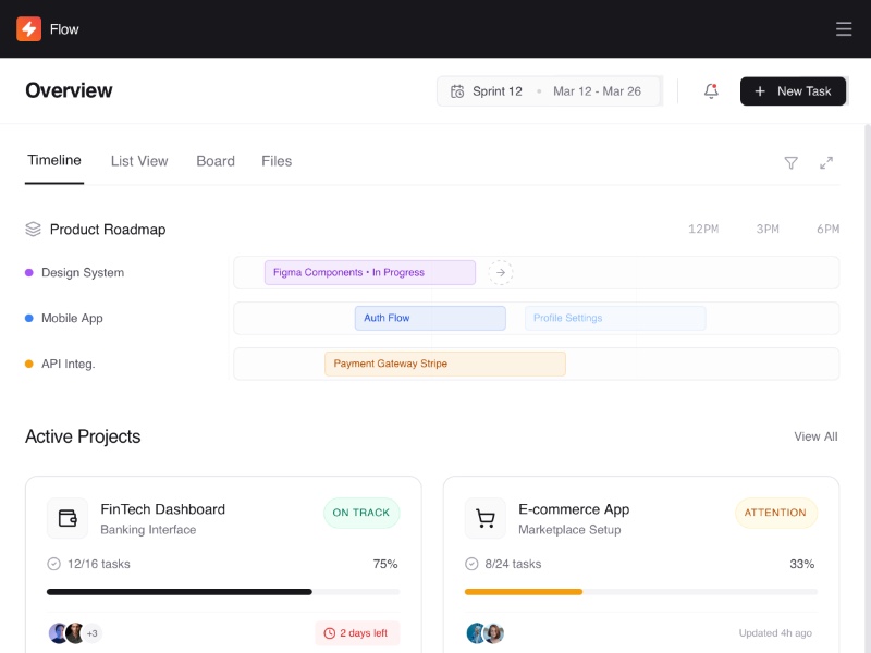 Preview for Project Management Dashboard UI Template