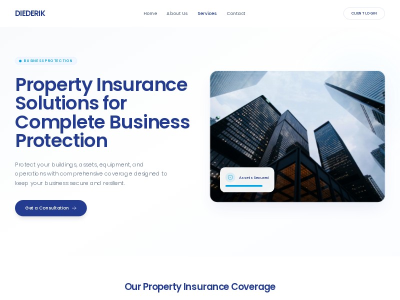 Preview for Property Insurance Services Landing Page Template