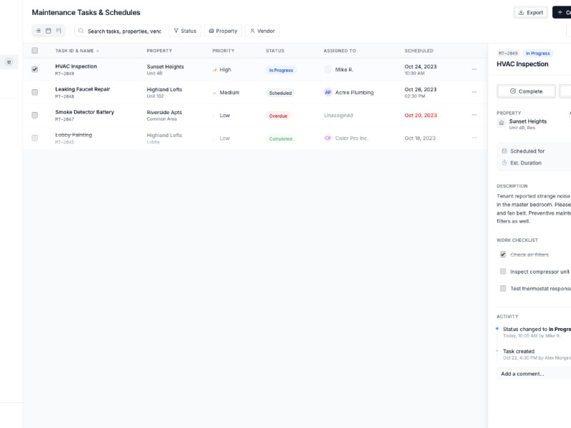 Preview for Property Maintenance Dashboard Template