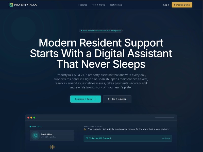 Preview for PropertyTalkAI Real Estate Landing Page Template