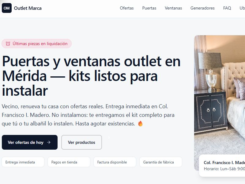 Preview for Puertas y Ventanas Outlet Landing Page Template