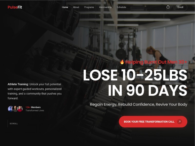 Preview for Fitness Transformation Coaching Landing Page Template