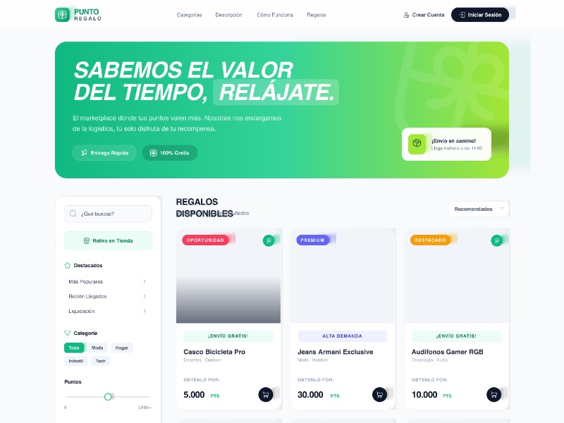Preview for Punto Regalo Marketplace Landing Page Template