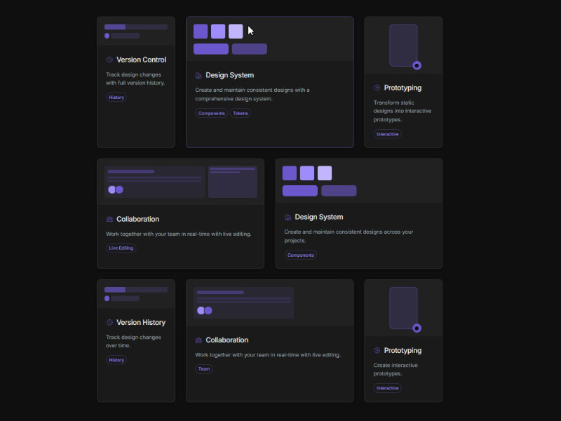 Preview for Design Features Layout with Cards