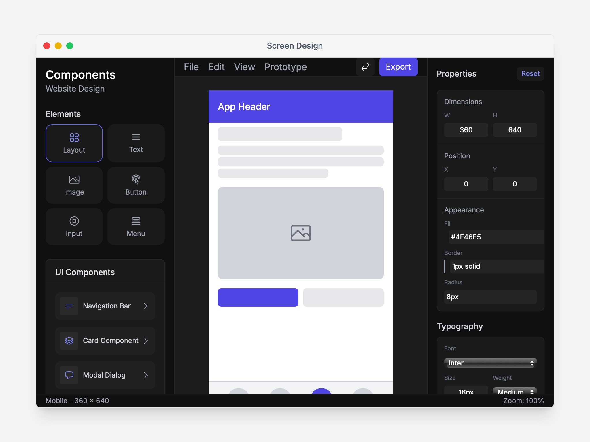 Preview for Screen Design Interface Layout