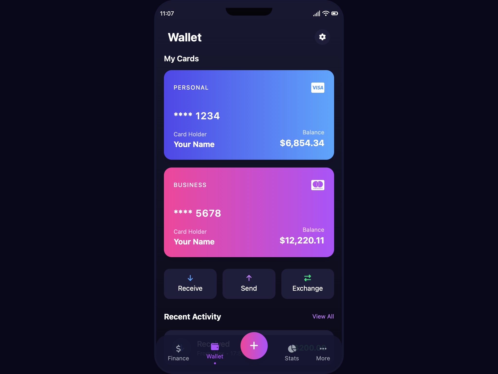 Preview for Mobile Wallet Interface Layout
