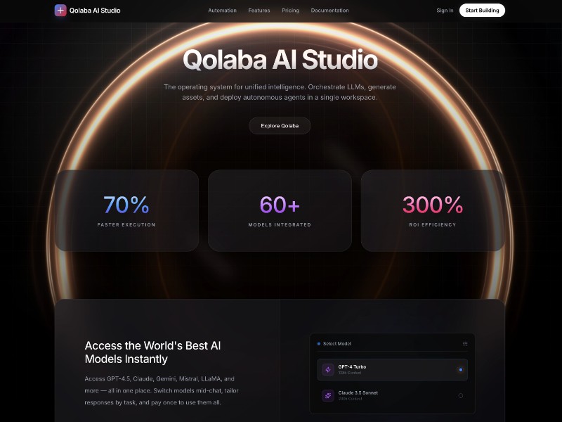 Preview for Qolaba AI Studio Landing Page Template