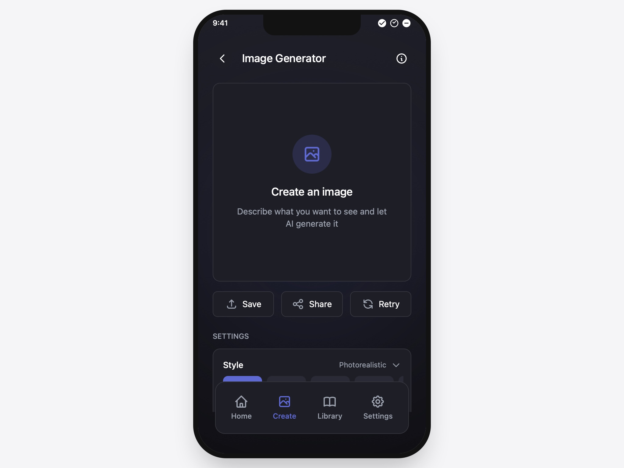 Preview for AI Image Generator Mobile UI