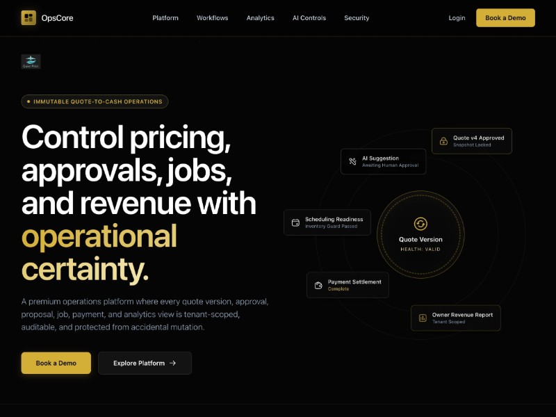 Preview for OpsCore SaaS Operations Landing Page Template