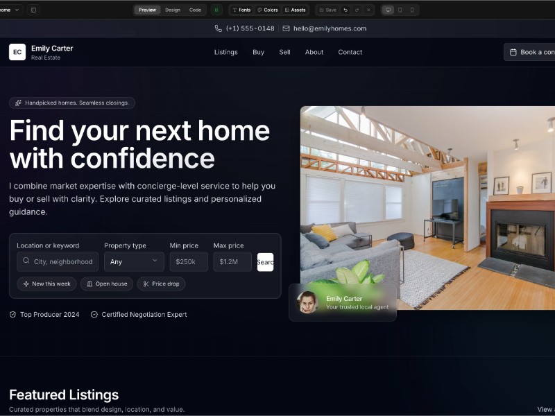 Preview for Real Estate Landing Page Template