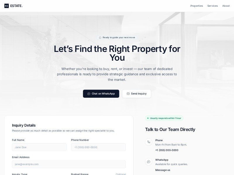 Preview for Real Estate Contact Page Template